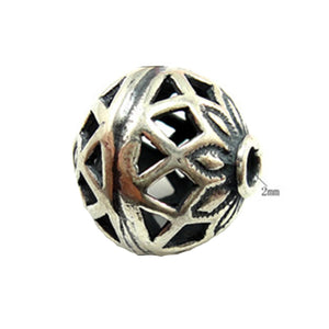 Round Bead in Antique Sterling Silver 14x14x13.88mm