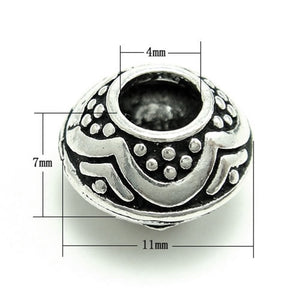 Patterned Spacer Bead in Antique Sterling Silver 11.1x7.3mm