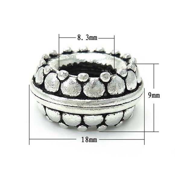 Circle Rondelle Spacer Bead in Antique Sterling Silver 17.3x8.8mm