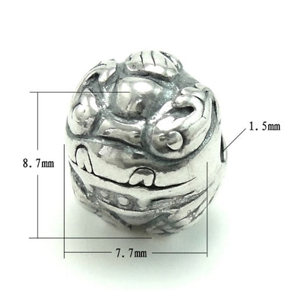 Frolic Round Bead in Antique Sterling Silver 8.7x7.7x7.7mm