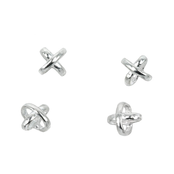 Double-Cross Slider Bead in Sterling Silver 6x6x5mm