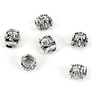 Fleur-de-Lys Short Tube Bead in Sterling Silver 7x7mm