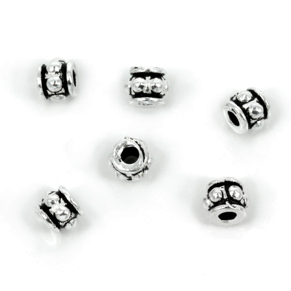 Bali-Style Short Tube Bead in Sterling Silver 5x4mm