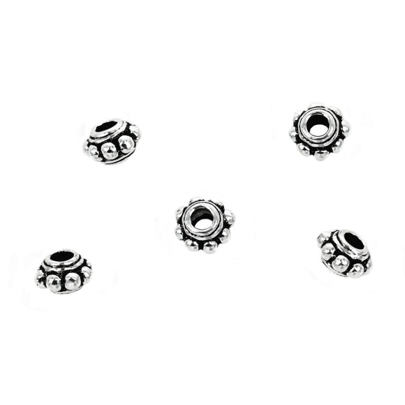 Bali-Style Bicone Bead in Sterling Silver 6x4mm