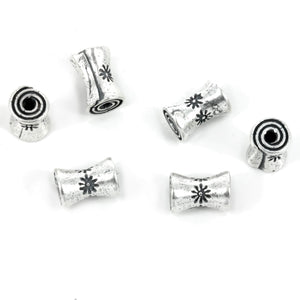 Roll-up Inverted Tube Bead in Matte Sterling Silver 6x9mm