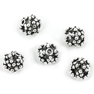 Open Patterned Granulation Round Bead in Sterling Silver 8x8mm