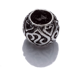 Patterned Drum Large Hole Bead in Sterling Silver 10x8mm