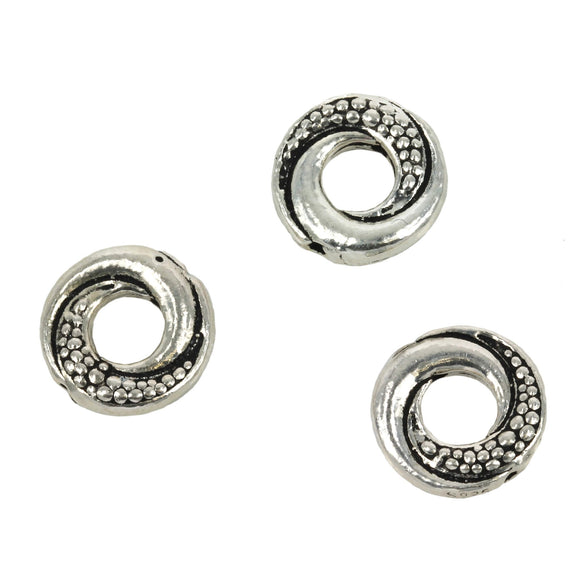 Torus Swirl Bead in Sterling Silver 13x3mm