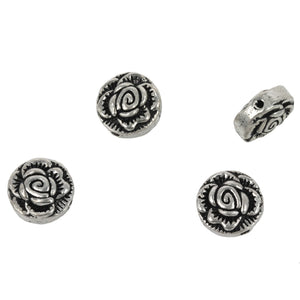 Flower Disk Bead in Sterling Silver 10x5mm