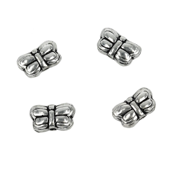 Hollow Flat Butterfly Bead in Sterling Silver 6x9x3mm