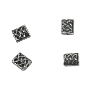 Celtic Knot Patterned Rectangle Bead in Sterling Silver 6x5x3mm