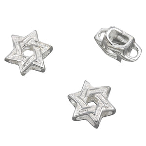 Star of David Slider Bead in Sterling Silver 12x12x6mm