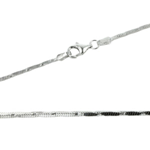 Sterling Silver Square Snake Chain Necklace 1.2mm 18" (46cm) 20" (51cm)