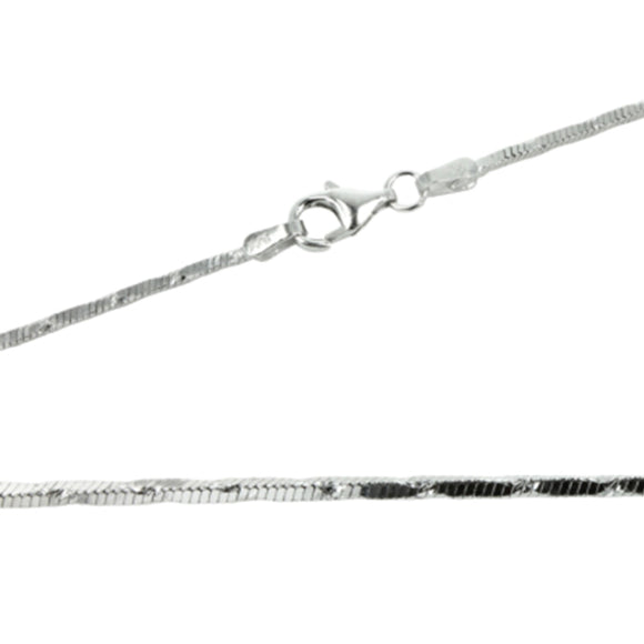 Sterling Silver Square Snake Chain Necklace 1.2mm 18