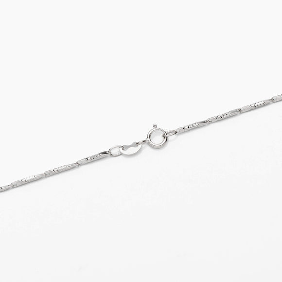 Sterling Silver Design Pattern Bar Chain Necklace 1.3mm 18