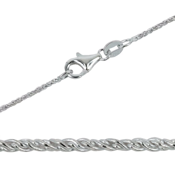 Sterling Silver Rope Chain Necklace 1.3mm 16