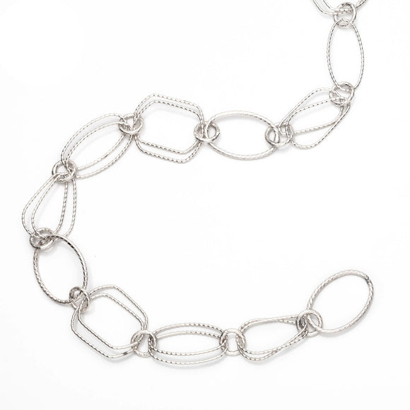 Mixed Double Square, Oval, and Triangle Cable Chain in Sterling Silver