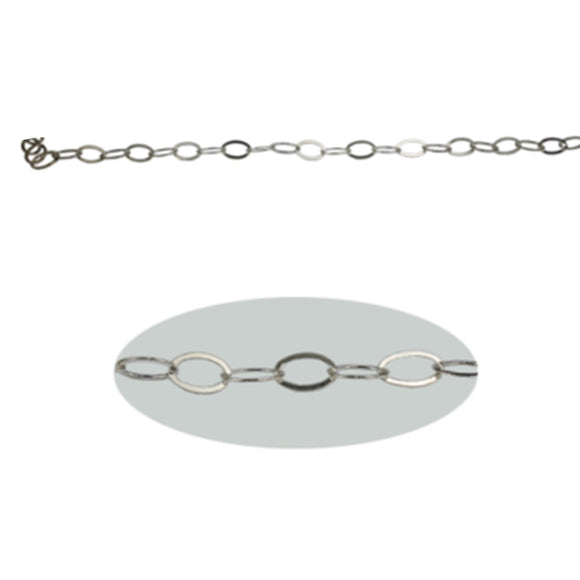 Fine Oval Flat Cable Chain in Sterling Silver