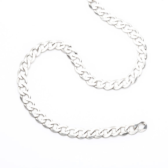 Flat Oval Curb Chain in Sterling Silver