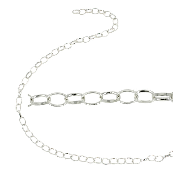 Oval Belcher (Rolo) Chain in Sterling Silver