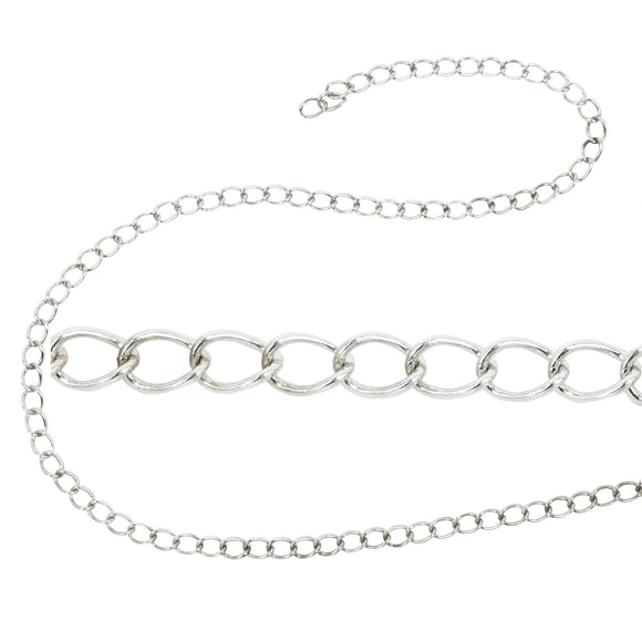 Curb Chain in Sterling Silver 2.9mm x 3.9mm links