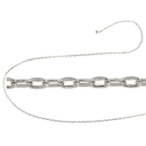 Beveled Cable Chain in Sterling Silver 1.05mm x 1.7mm links