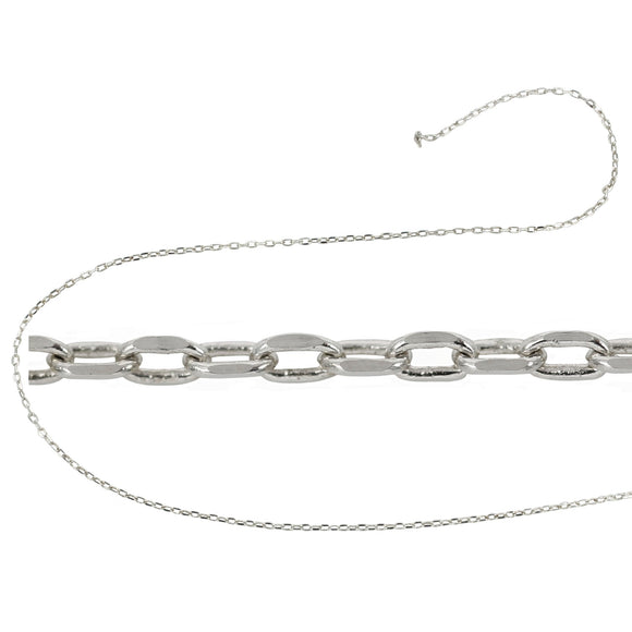 Beveled Cable Chain in Sterling Silver 1.05mm x 1.7mm links