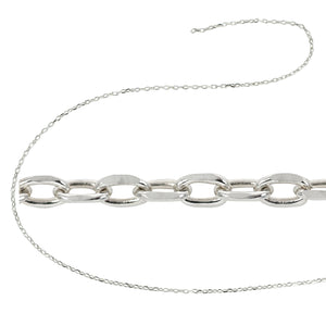 Beveled Cable Chain in Sterling Silver 1.3mm x 2mm links