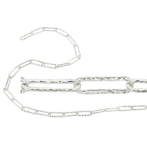 Paperclip Chain in sterling Silver 3.5 x 12mm Textured Links