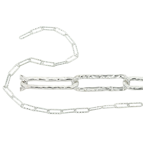 Paperclip Chain in sterling Silver 3.5 x 12mm Textured Links