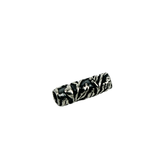 Diamond Tube Bead in Antique Sterling Silver 4.1x12mm