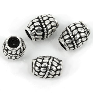 Oval Tube Bead with Open Ovals Pattern in Sterling Silver 12x9mm