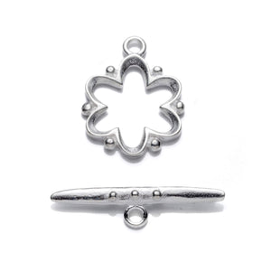 Floral Toggle Clasp in Sterling Silver 23.6x13.5mm